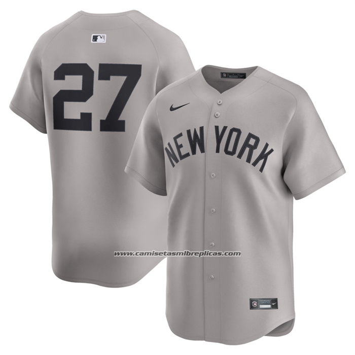 Camiseta Beisbol Hombre New York Yankees Giancarlo Stanton Segunda Limited Gris1